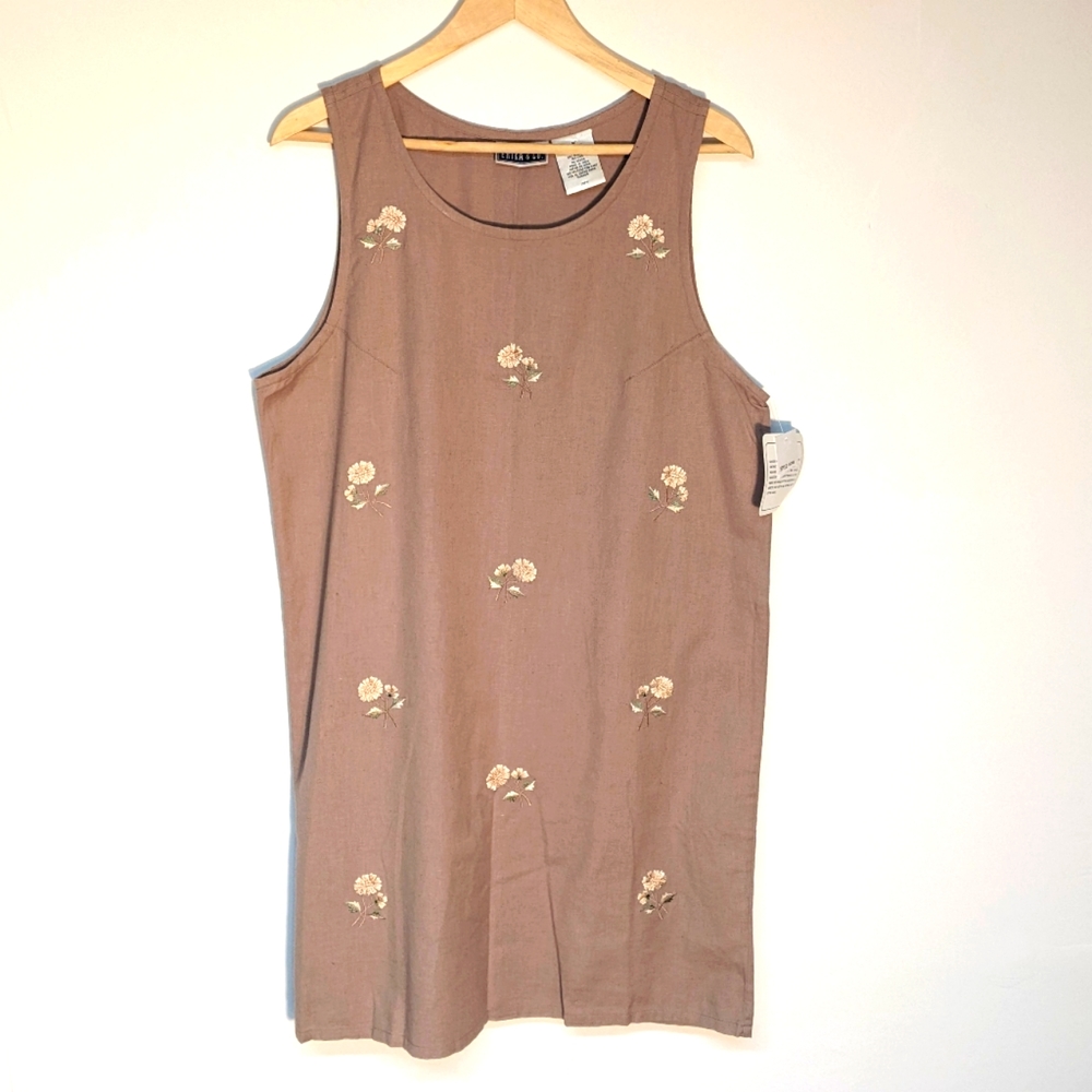 Erika & Co. Cotton/Linen Blend Embroidered Sleeveless Lightweight Dress,…